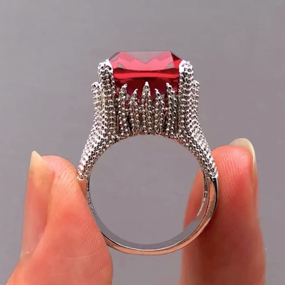 ✨Fire Ruby Ring / Art Deco Style ✨✨ - Picture 2 of 4